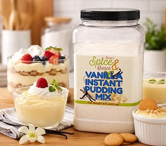 Instant Vanilla Pudding Mix 5 lb | Bulk Vanilla Dessert Mix | Pudding Cups Pies Parfaits Baking Fillings | Dashers Spice & Beans