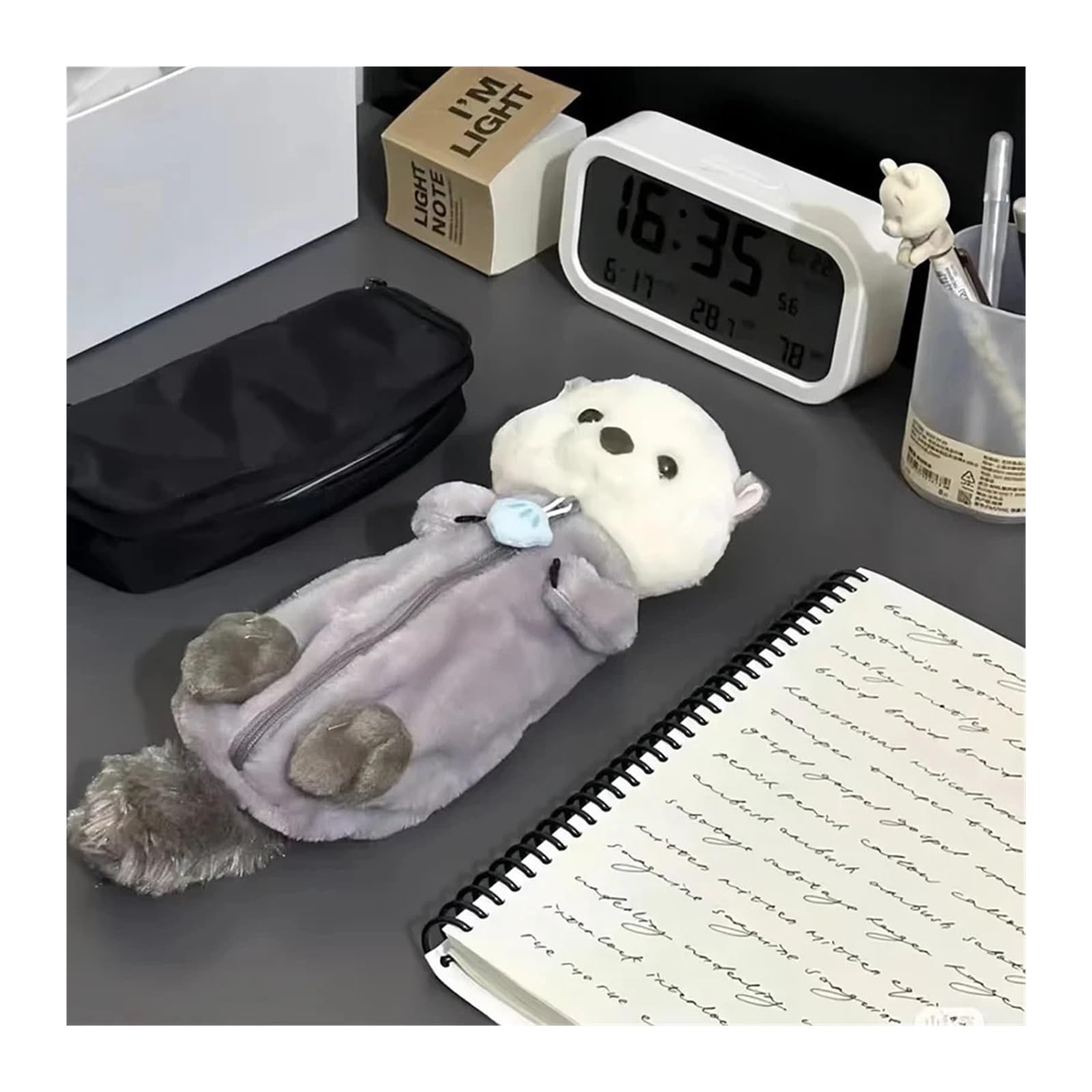 Astuccio for la scuola della lontra marina | Cartone animato, morbido peluche, grande capacità, custodia