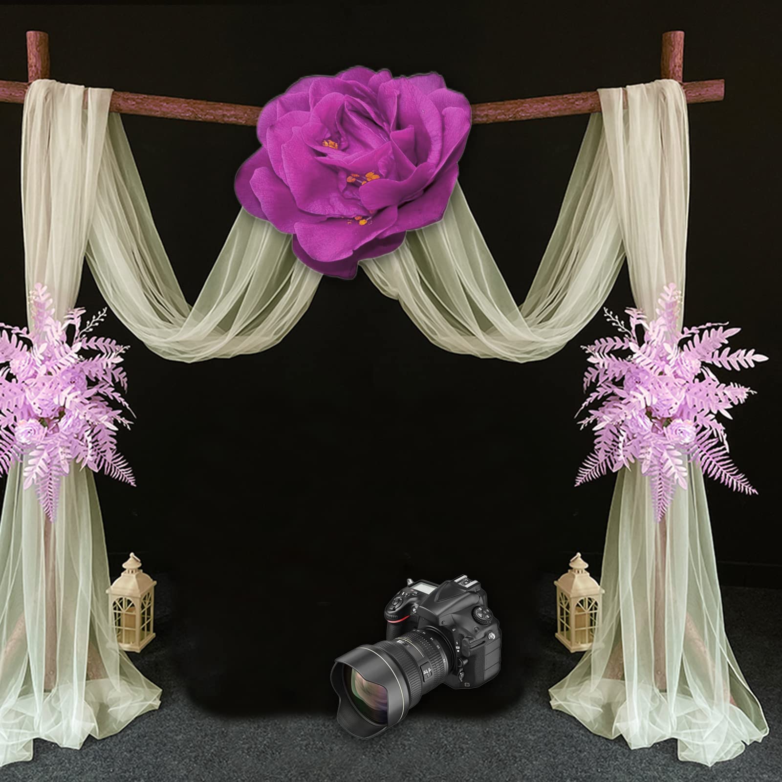 Voilage Mariage En Tulle - 700 X 160 Cm - Noir - Pour Arche, Décoration De Chaise, Fond Photo - Léger Et Réutilisable