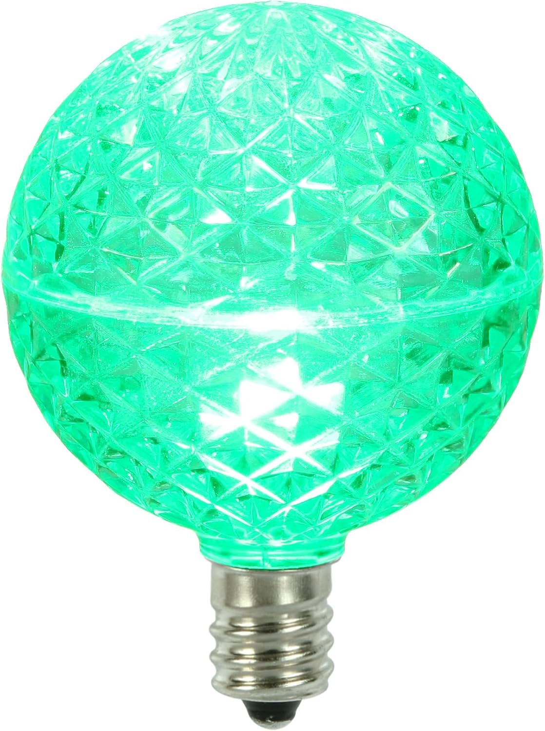 Vickerman G50 LED Green Replacement Bulb, E12/C7 Nickel Base .38W, 10 Bulbs per Pack