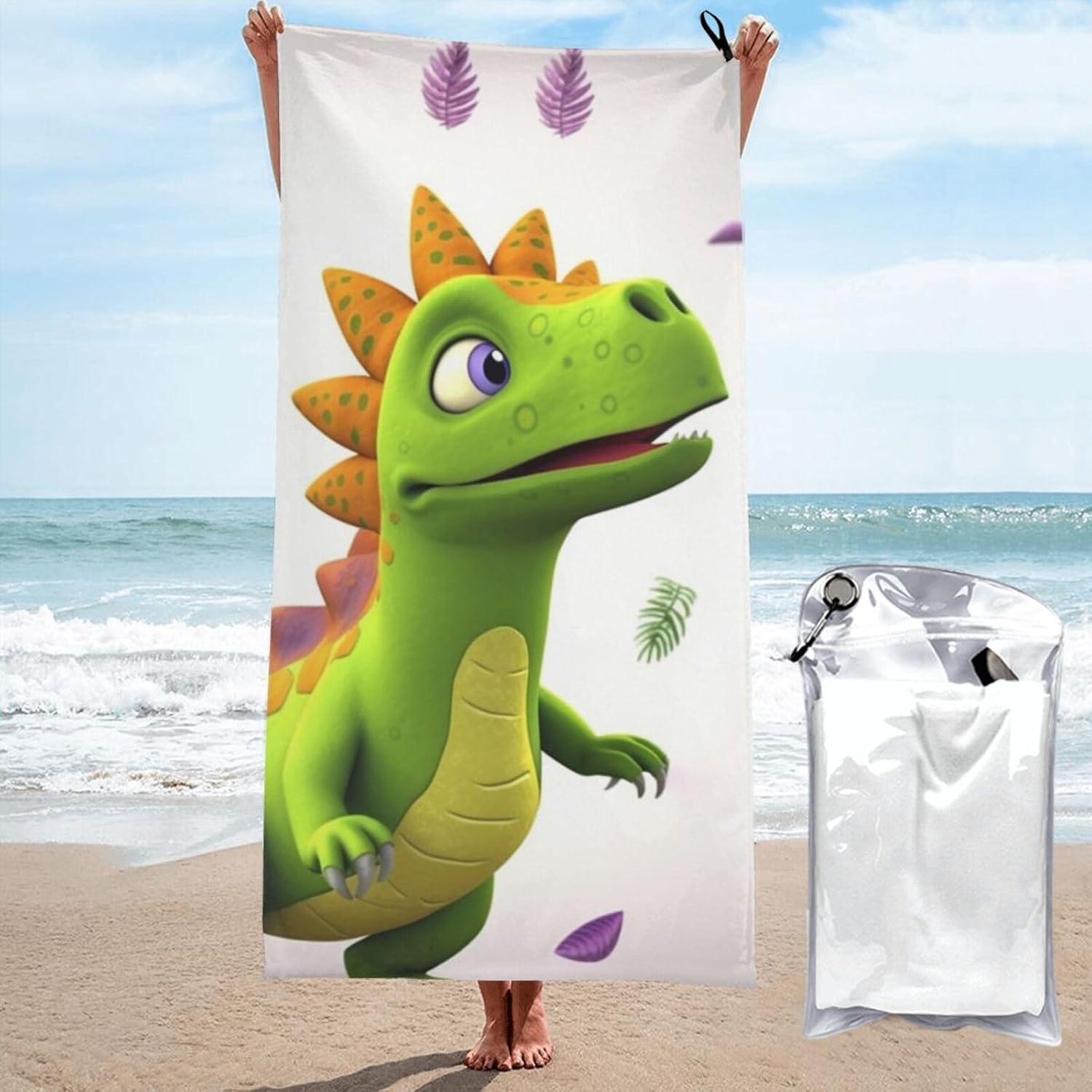 KHiry Microfiber Towel Beach Towels Dinosaur Quick Dry Towel Soft Lightweight Travel Towels Absorbent Large Easy Pack Travel Things Beach Blanket for Gym Sports Swimming