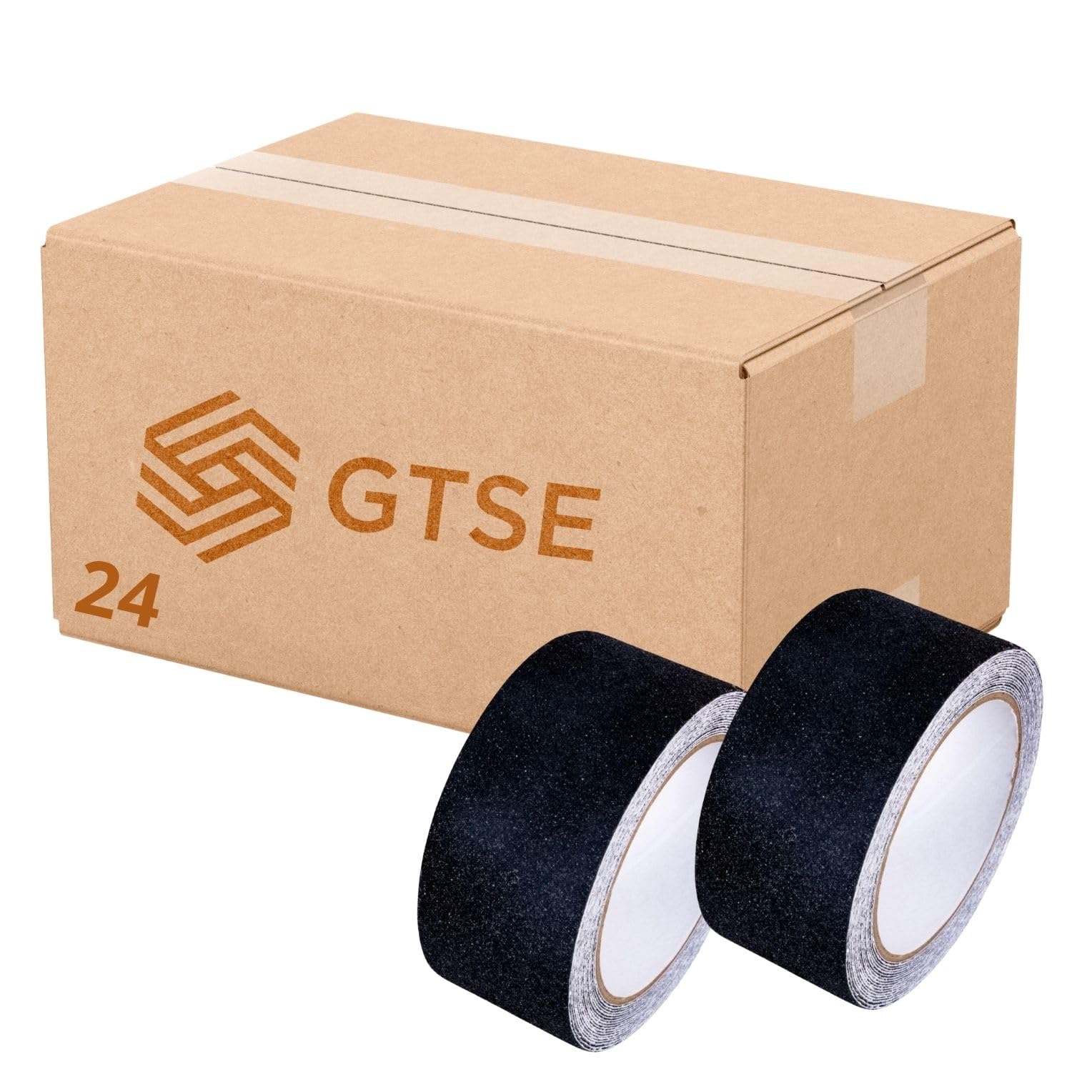 GTSE 24 Rolls, 50mm x 5m Black Anti Slip Tape, High Traction, Strong Grip Abrasive, Non Skid Tape for Indoor/Outdoor Use, Tread Warning Tape
