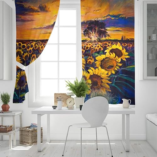 Miniatura 4 de Blackout Curtains Thermal Insulated Floral Solid Pattern Metal Grommet Elegant Room Drapes Window Curtain for Bedroom Living Room 27.5x39 Inch x2