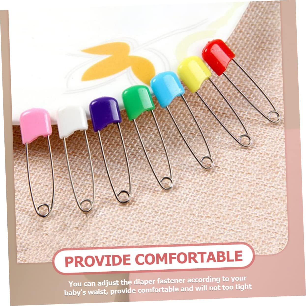 100Pcs Safety Diaper Pins with Locking Plastic Heads Cloth Nappy Fasteners for Secure Diapering for Newborns