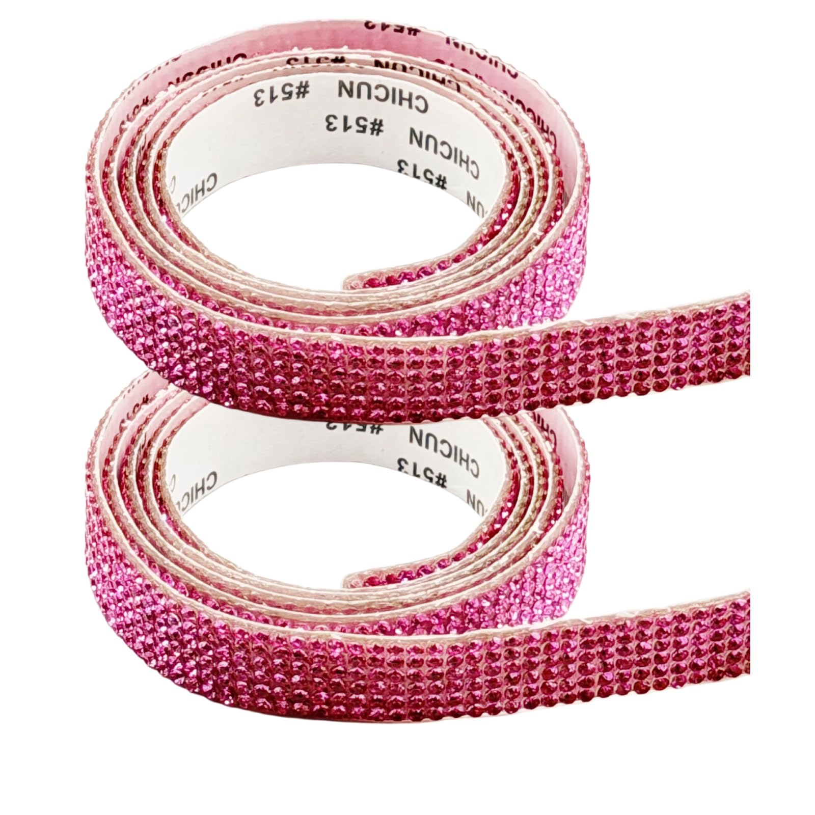 Fiozroor 2 Rolls Self Adhesive Pink Rhinestone Ribbons Bling Gems Roll