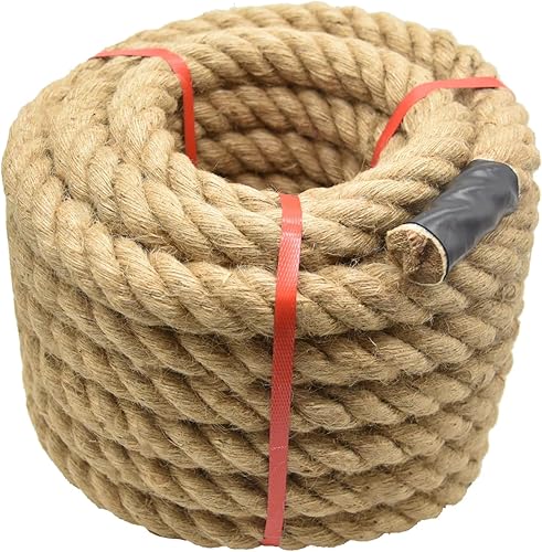 Miniatura 3 de Cuerda de yute de 1 12 pulgadas x 50 pies, cuerda de cáñamo natural gruesa y pesada cuerda náutica trenzada para manualidades, escalada, agrupación,