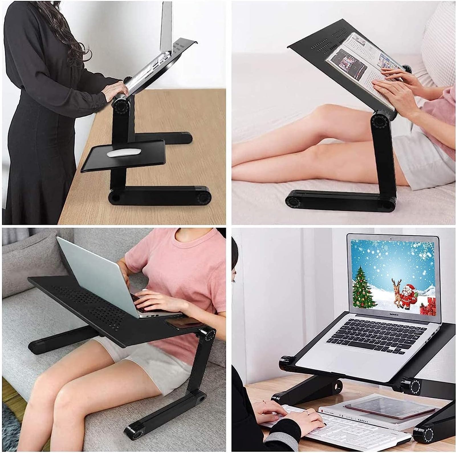 NAKEAH Supporto da Tavolo Regolabile for Laptop, Supporto for Workstation Portatile Portatile, scrivania ergonomica Pieghevole for Laptop da Ufficio in Lega di Alluminio