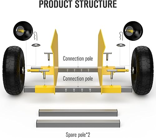 Miniatura 3 de Carro de puerta de losa de panel resistente con 2 ruedas de goma sólida de 10 pulgadas, rodamiento de carga de 1000 libras para láminas de paneles