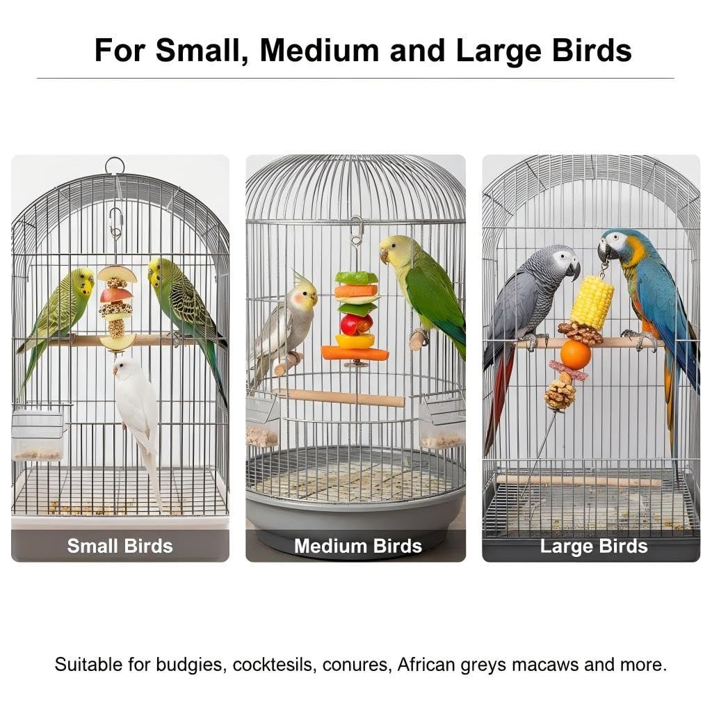 3P Stainless Steel Bird Cage Food Holder & Foraging Toy for Parakeets, Budgies, Macaws - Fruit & Vegetable Skewer Feeder - image 7