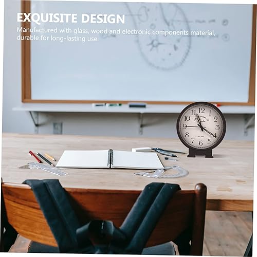 Miniatura 4 de PRETYZOOM Reloj de escritorio silencioso moderno reloj despertador silencioso reloj de pared antiguo de viaje reloj de pared de cabecera despertador