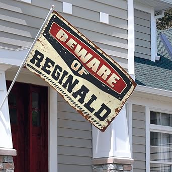 Dsoluuing Flags for Room Guys Funny Beware of Reginald Flag Mens Dorm Room Decor Yard Art (Size : 60X90CM)