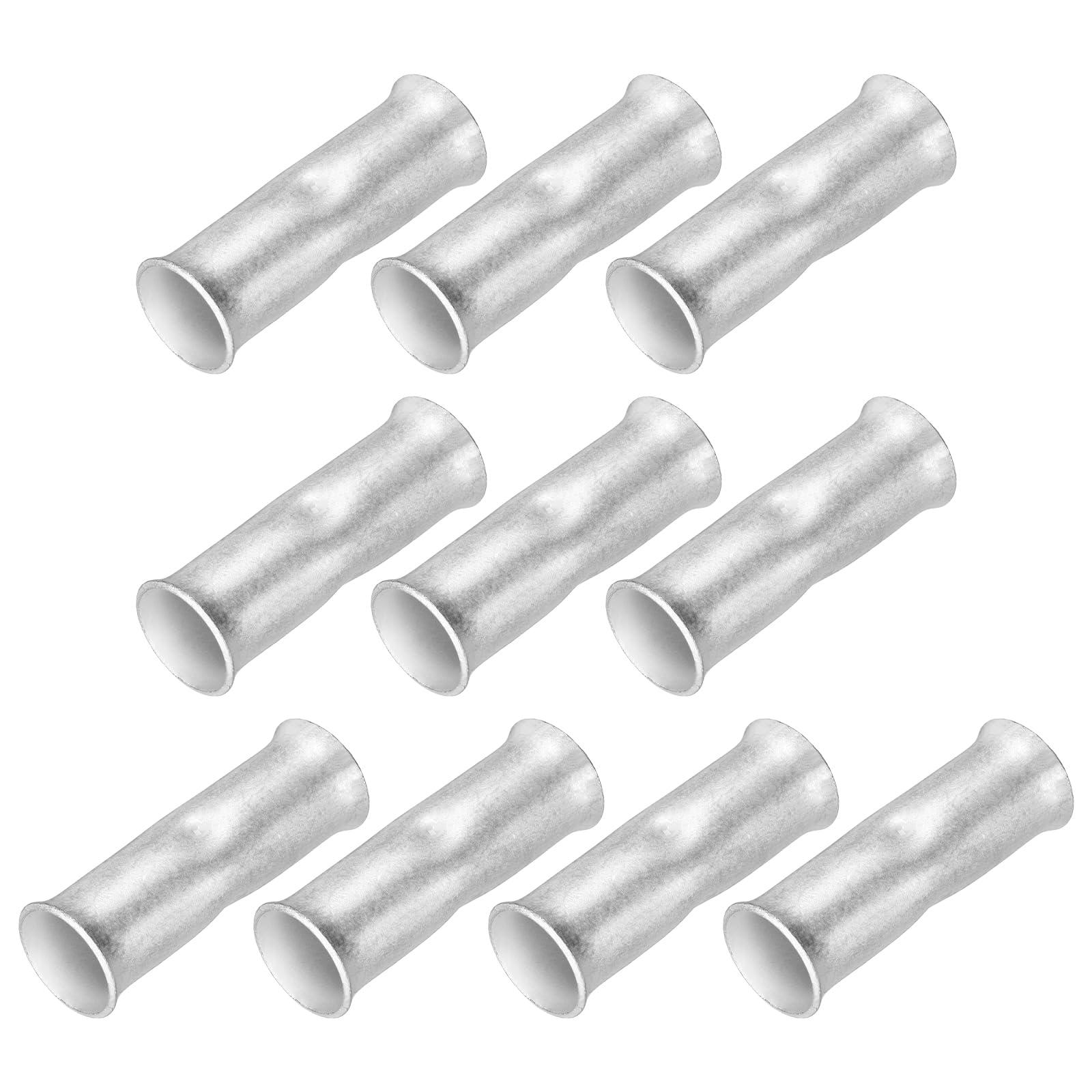 sourcing map 2/0 Gauge Flared Barrel Butt Connectors, 2/0 AWG Tinned Copper Wire Connectors Non-Insulated Wire Butt Terminal for Vehicle Electric Power Home Appliance, Pack of 10(Silver)
