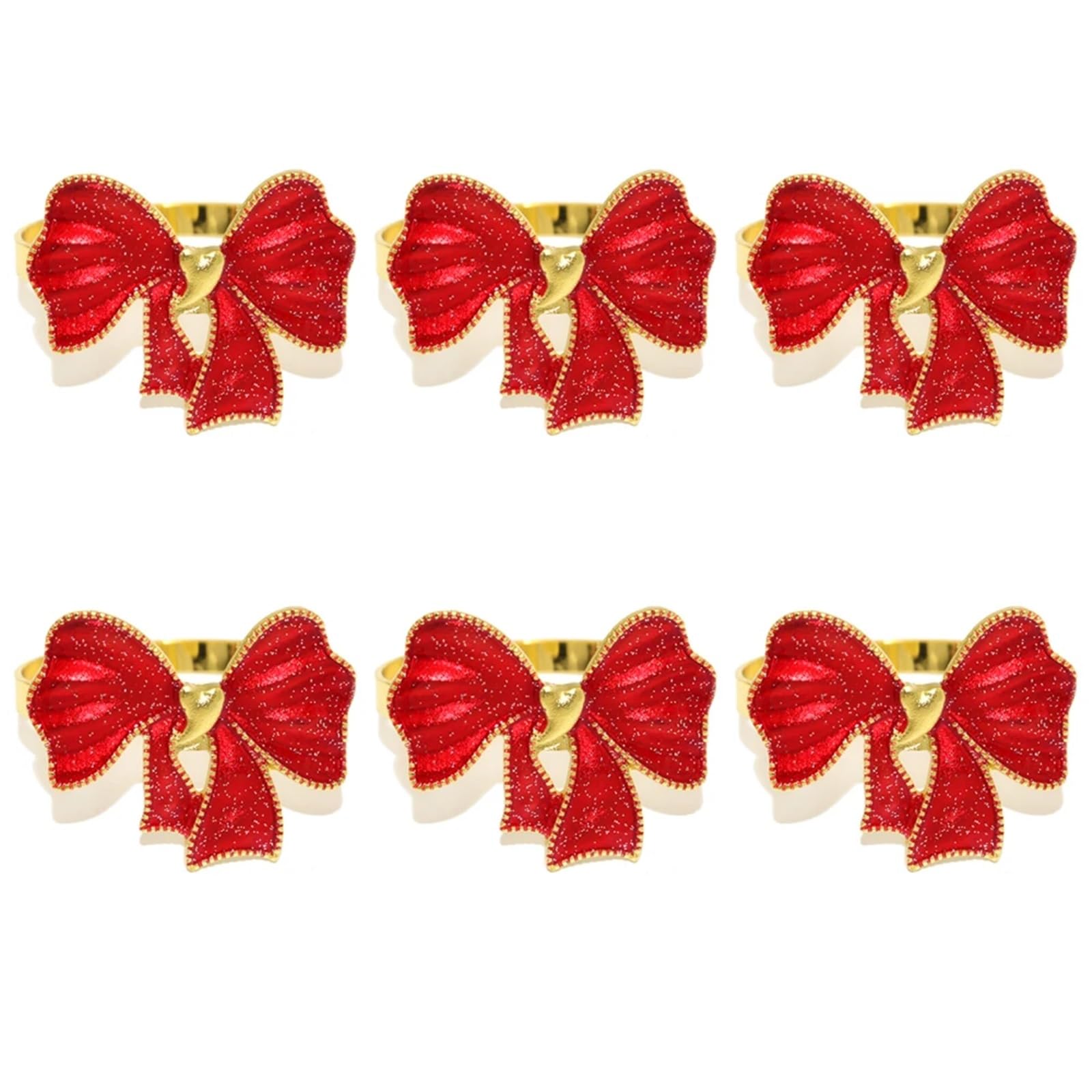 Usohjz Red 1 6Pcs Christmas Bow Napkin Rings