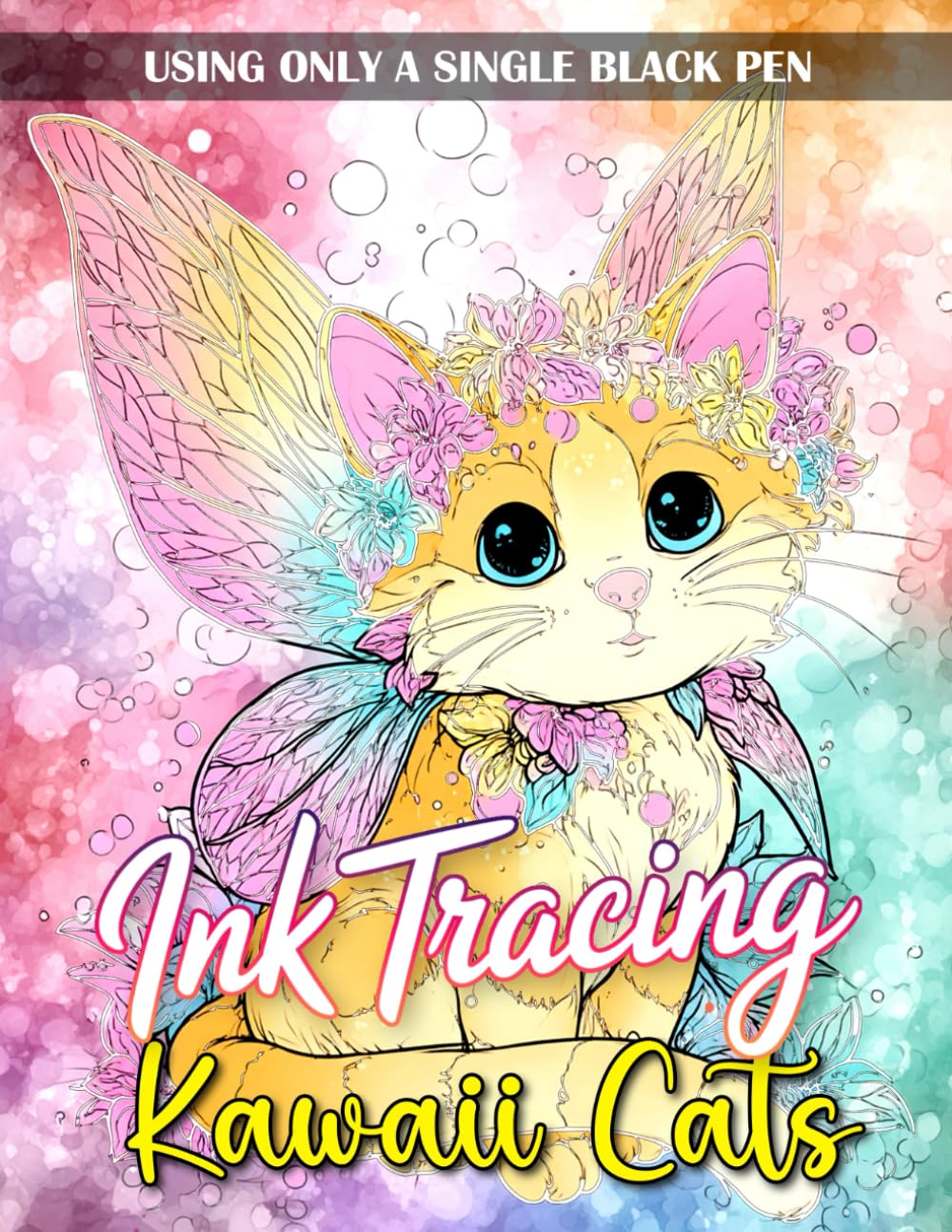 Ink Tracing Kawaii Cats Coloring Book: Adorable Cat Ink Tracing Designs for Adults and Teens, Relaxing Coloring with Bold Lines and Cute Kawaii Style