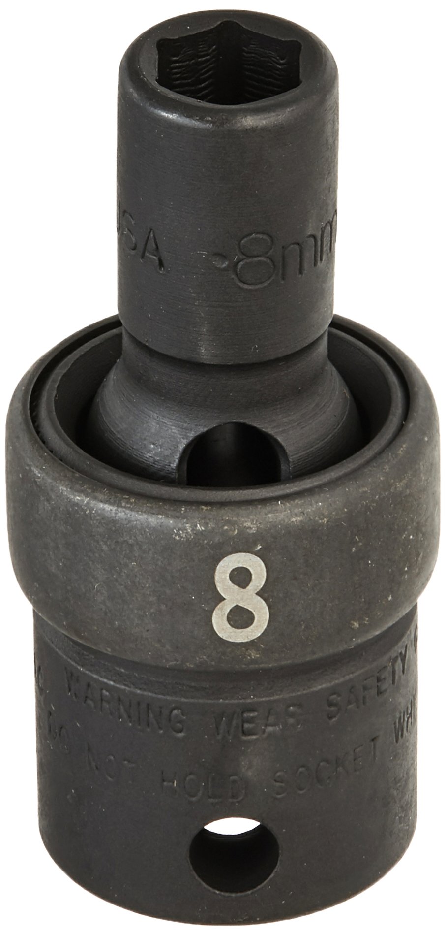 SK Hand Tools 33358 – 3/8” Drive 8mm 6-Point Swivel Impact Socket, Black Oxide, Single