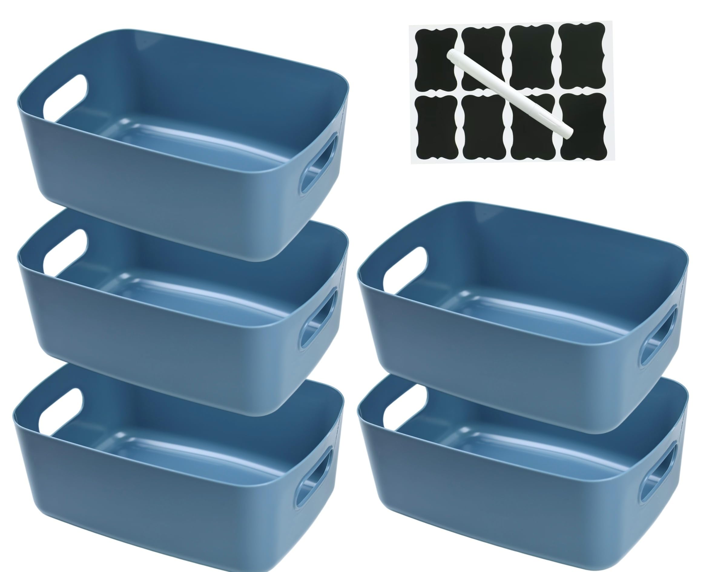 XAHMBSS 5 stück Groß Aufbewahrungsbox Kunststoff Blau 30×20×12 cm, Aufbewahrungsboxen mit Griff,Boxen Aufbewahrung Badezimmer,Stapelbare Aufbewahrung Organizer Box Korb Boxen für Küche Küche, Haushalt & Wohnen