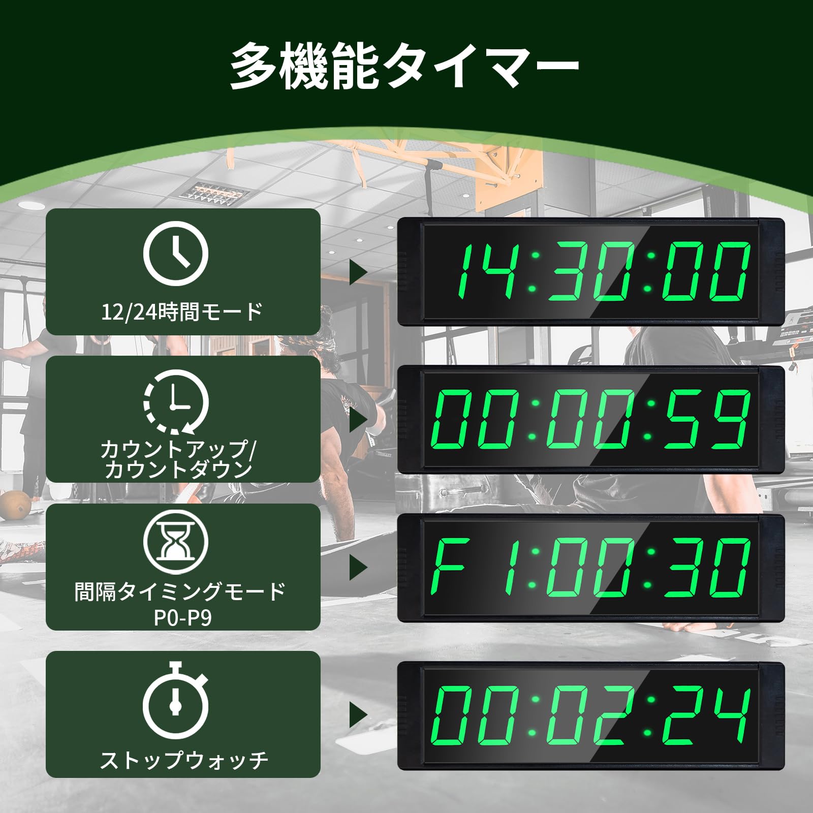 Amazon｜YZ ジムタイマー、スタート/ストップボタン付きジムクロック