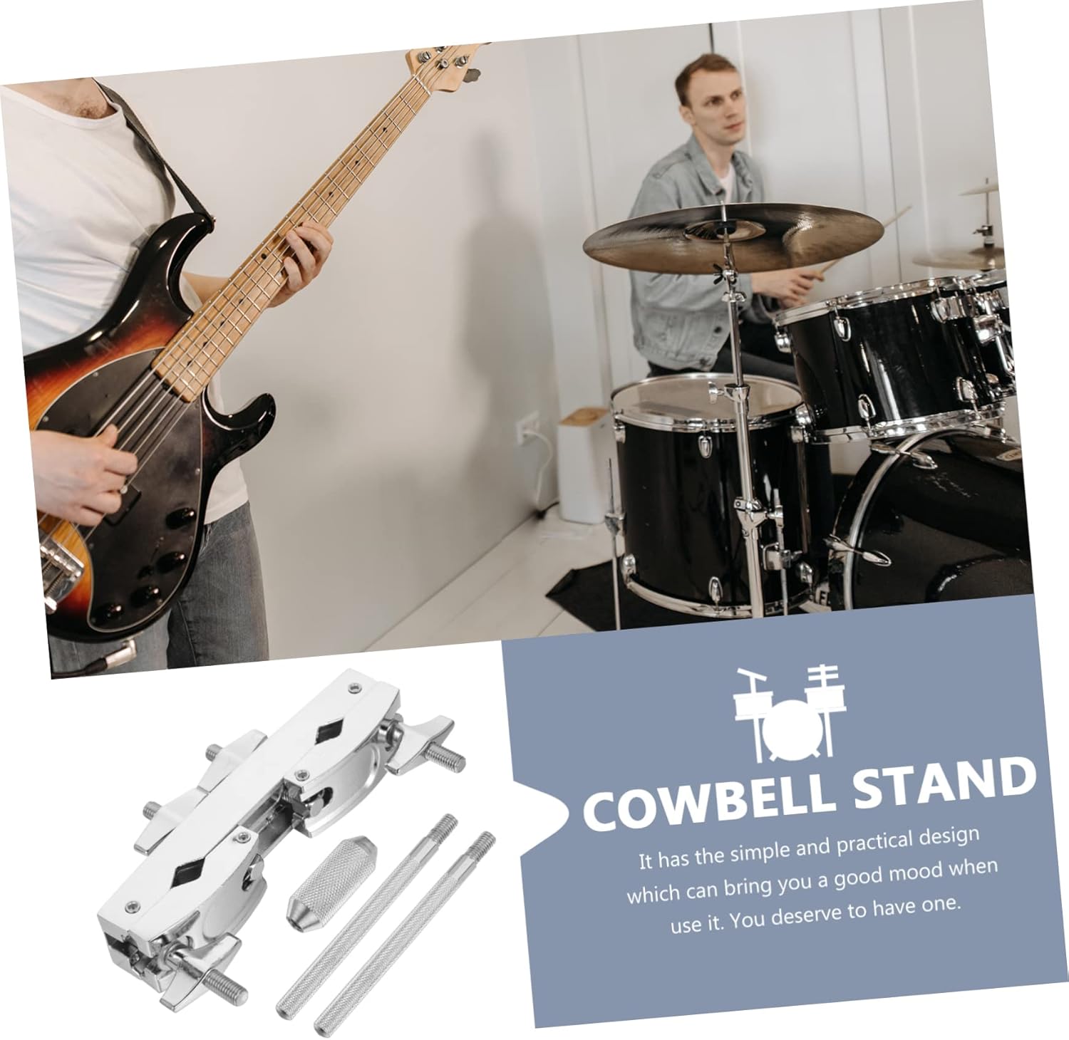 Metal Drum Set Accessory 1 Set of Cowbell Clamp Mount Bracket for Percussion Instruments