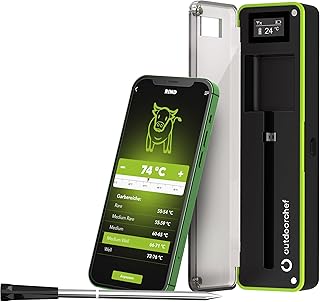 Outdoorchef Easy Check Single Bluetooth Grillthermometer - Kabelloses Fleischthermometer mit App, 1 Fühler, 200 m Reichweite, spülmaschinenfest, für BBQ, Grill & Smoker