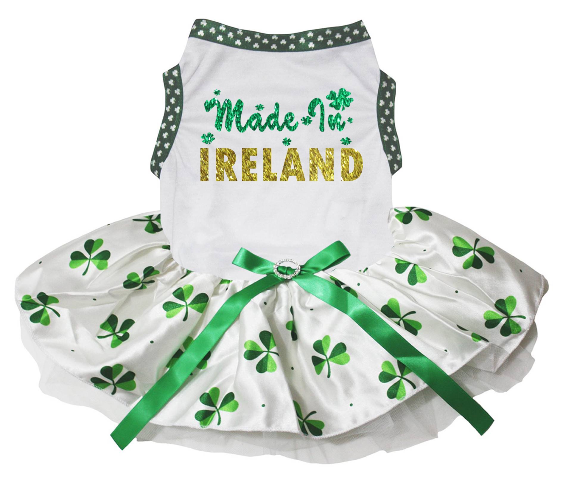 Chiot vêtements pour chien robe trèfle vêtement blanc à tutu