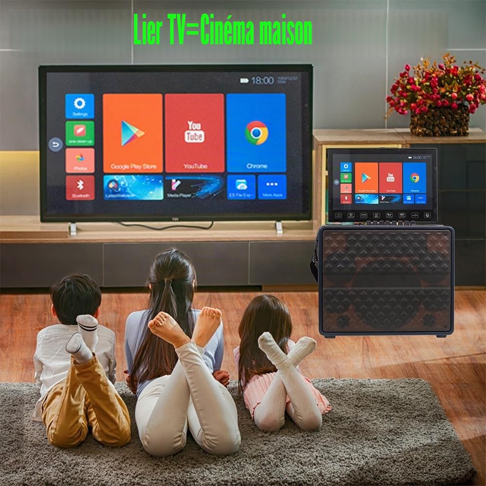 Portable Karaoke Machine, Professional Karaoke Bluetooth Speaker Touch Screen, Used for Home Singing, Dancing, Parties, Watching Movies, Supporting Bluetooth/TF/USB/AUX/TWS/WiFi/Connection to TV