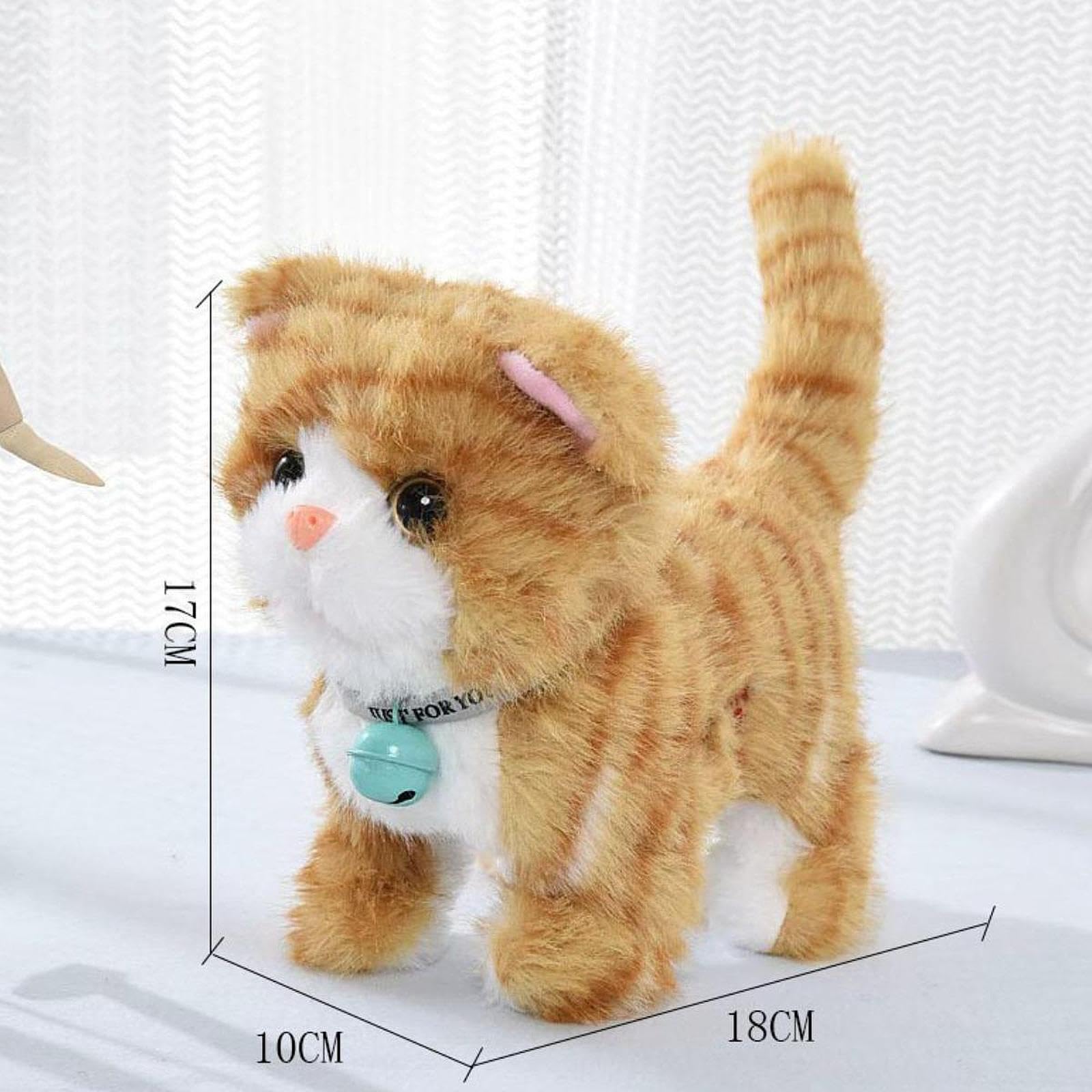 Gatto Di Peluche Elettrico Camminante – 17 Cm, Interattivo Con Coda Che Scodinzola, Suoni E Luci – Per Bambini E Amanti Degli Animali, Regalo Natale O Compleanno