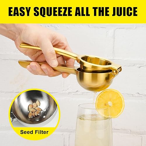 Miniatura 6 de SHIKORI Exprimidor de limón, exprimidor de mano grande y resistente para limón, prensa manual de acero inoxidable, exprimidor de cítricos,