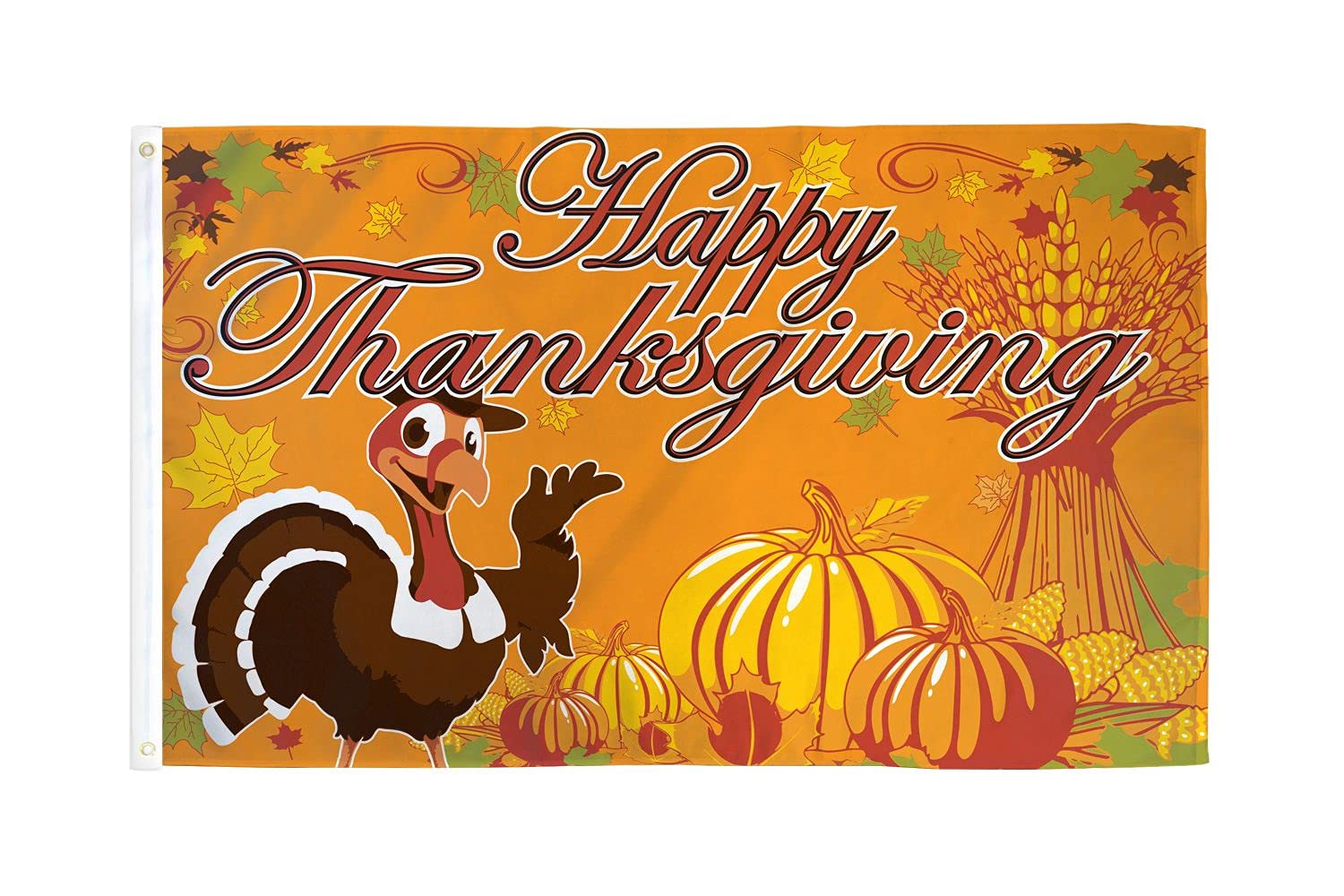 AZ FLAG, Happy Thanksgiving Turkey Flag, 2x3 Ft, 100D Polyester Thanksgiving Day Banner with Two Metal Grommets