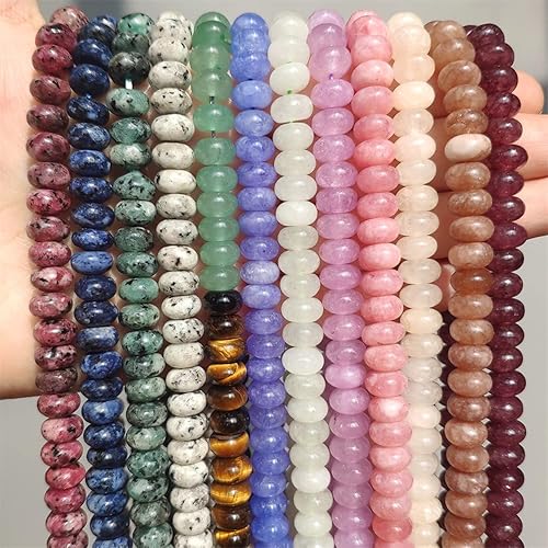 Miniatura 2 de Youllyuu Cuentas de chakra de Angelite Jades de 0.197 x 0.315 in, cuentas de piedra espaciadora sueltas naturales para hacer joyas, pulseras