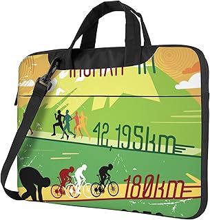 [Rtjbsdt] ノートパソコン保護ケース、軽量でポータブル、内ポケット、持ち運び用ハンドルとショルダーストラップ付き、ユニセックス。(マラソン、レトロレース、トライアスロン、スポーツ競技、選手権、アスリートトーナメント)