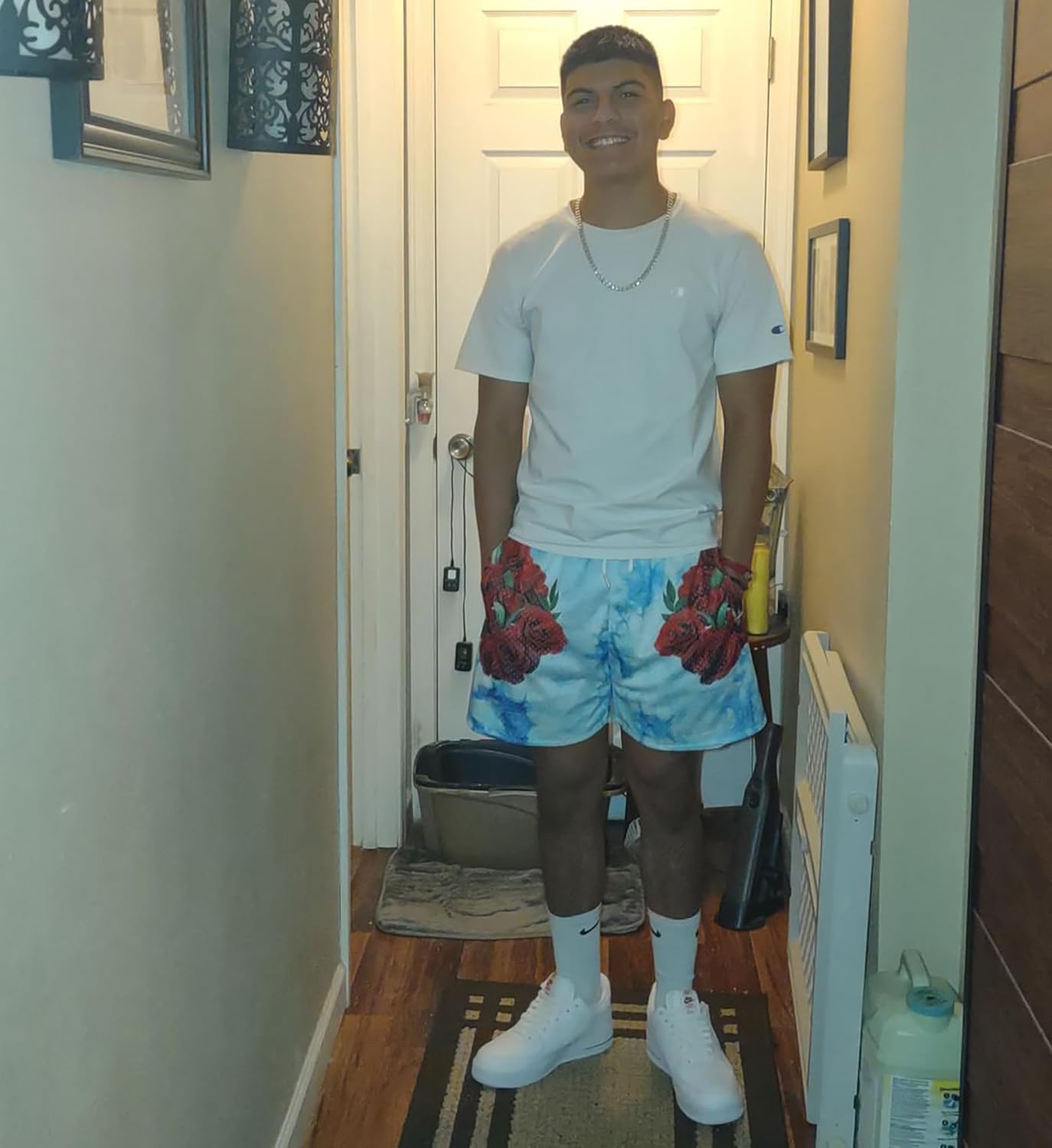 BOOMLEMON Mens Mesh Graphic Print Shorts Casual Fashion Cool Shorts Retro Active Gym Streetwear Short Pants - Image 6