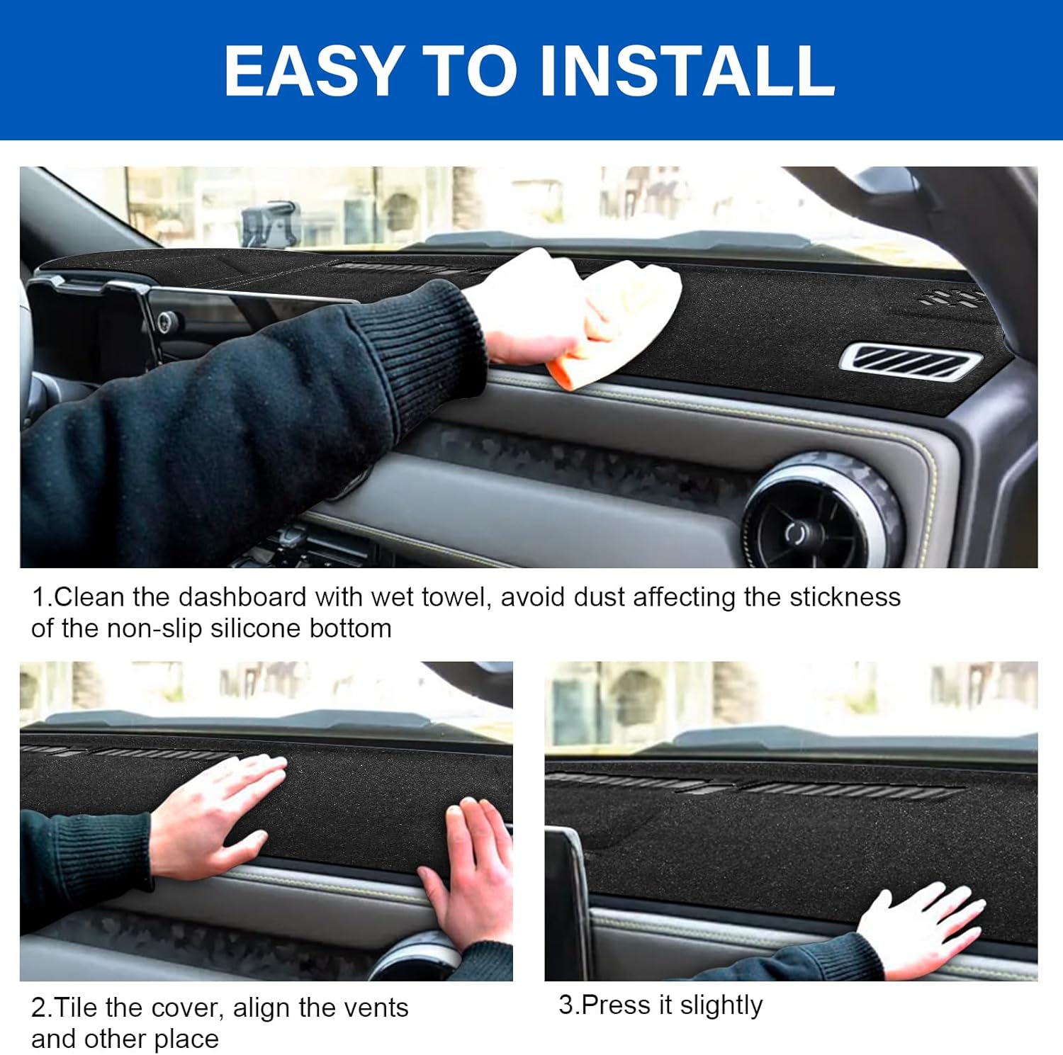 Dash Cover for Chevy Chevrolet Colorado/GMC Canyon 2023-2025 2026 Dashboard Cover Mat Non-Slip Center Console Protector Mat Sunshade(Black Trim)