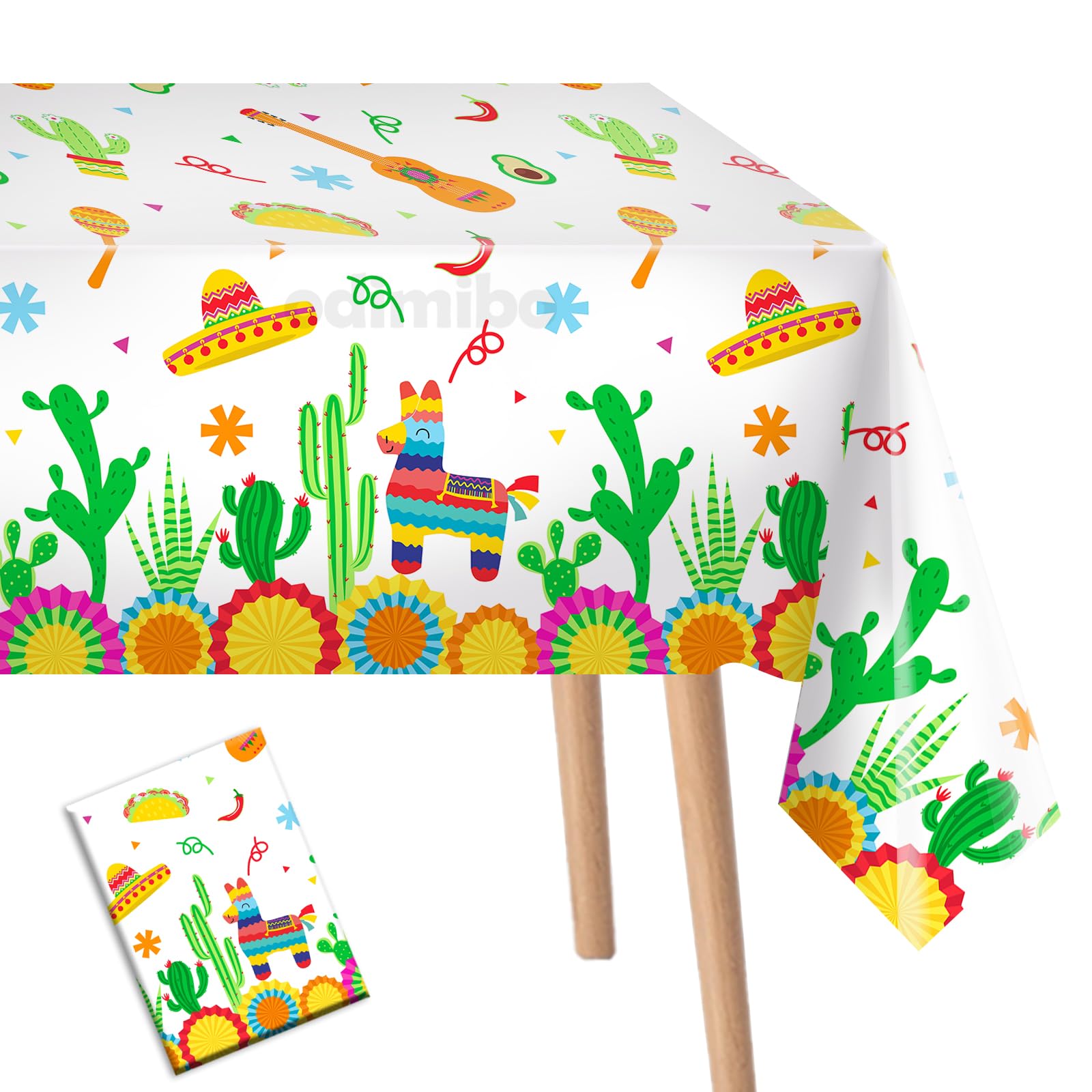 Oudain 6 Pcs Mexican Fiesta Tablecloth 108" X 54" - Plastic Waterproof Table Cover For Parties - View #7