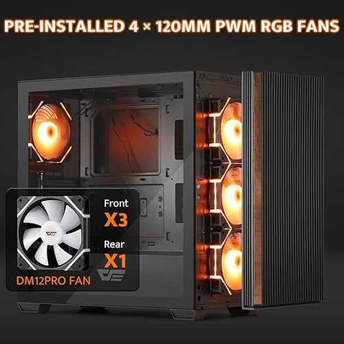 Miniatura 4 de darkFlash DS900WS (2025) ATX Funda para PC, madera de nogal auténtica, alto flujo de aire, preinstalación de 0.157 x 4.724 in PWM ARGB Ventiladores,