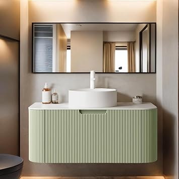 36" Floating Plywood Bathroom Vanity with Sink, Light Green