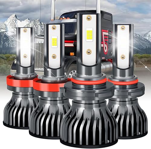 9005 luz alta + haz bajo H11 apto para Kenworth T680 T880 (2013-2019), 6500K súper blanco 28000LM 110W bombillas de faros delanteros de alta
