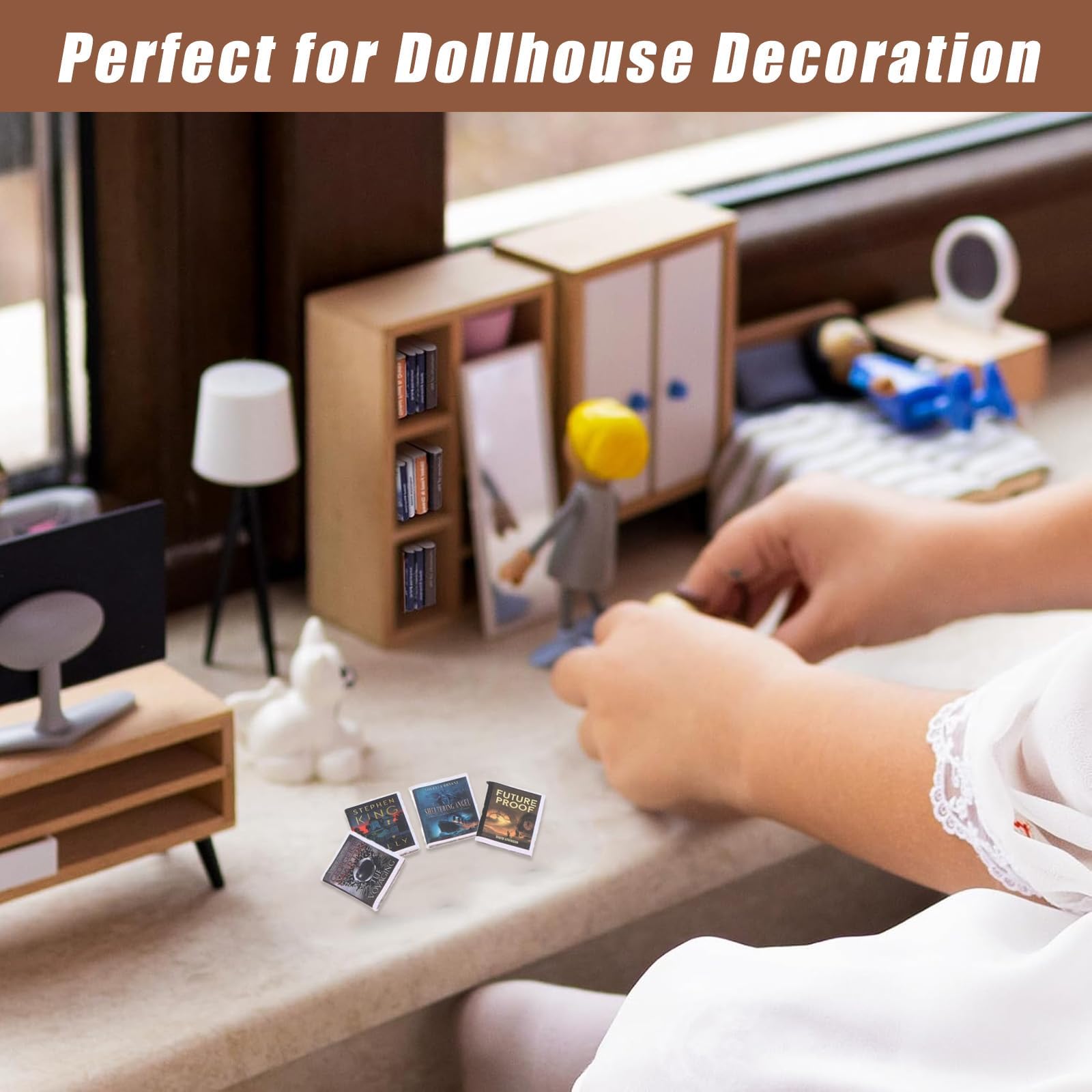 100pcs Miniature Books, Miniature Decorative Items, Miniature Dollhouse Accessories - Tiny Mini Books for Anxiety Bookshelf, Mini Things, Miniature Things, Dollhouse Miniatures & DIY Craft Decor 3