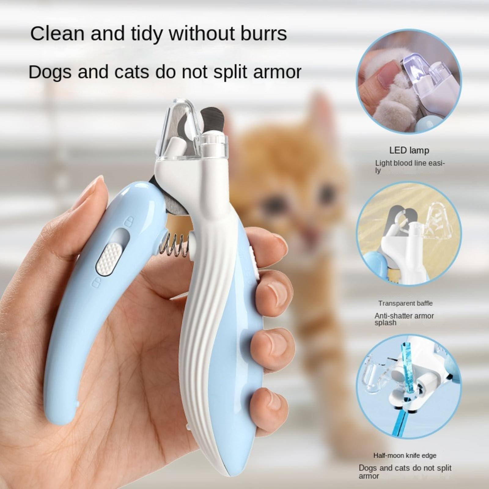 Coupe-griffes pour animaux de compagnie – Rechargeable par USB avec lumière LED, lame tranchante et durable, recommandé par les vétérinaires, outil de coupe parfait pour chiens et chats