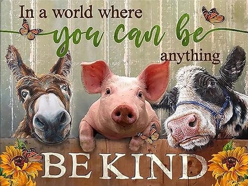 Kits de pintura de diamantes de girasol de vaca y cerdo kit de punto de cruz de gemas redondas de taladro completo para decoración de habitación