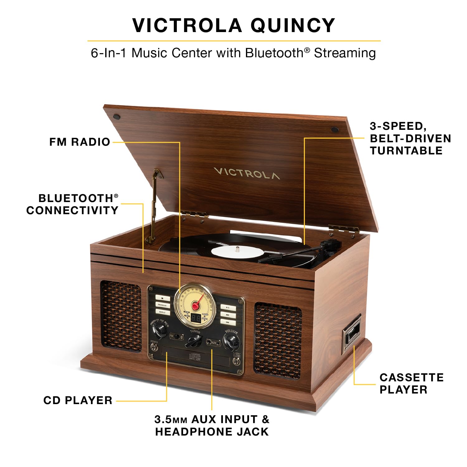 Amazon.com: Victrola Quincy - 6-in-1 Bluetooth Record Player
