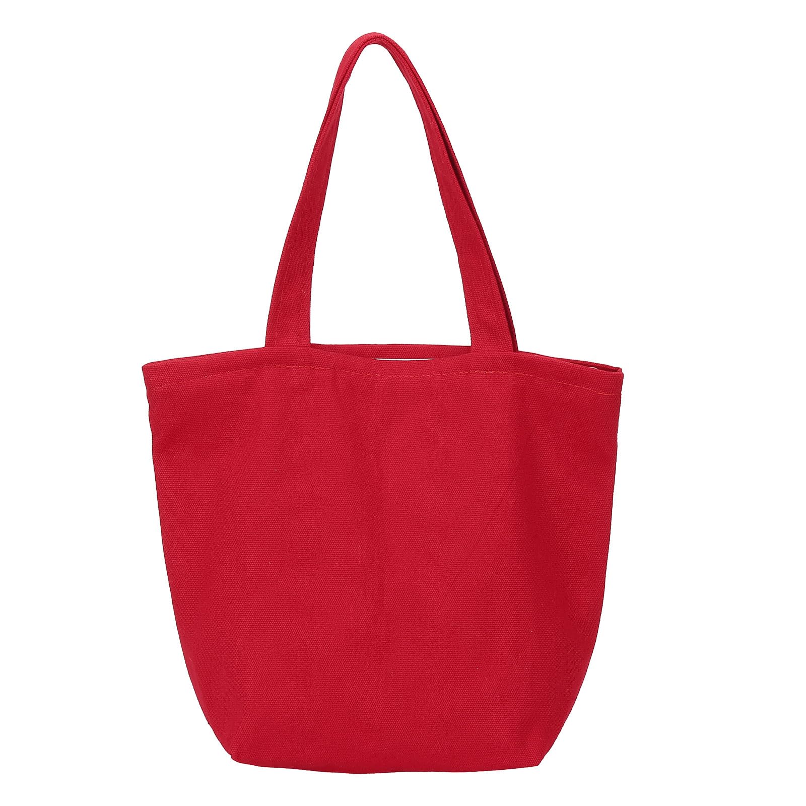 sourcing map Canvas Tote Bag with Zipper Closure, 10.2" x 3.9" Grocery Shopping Bag with Handles, Cute Handbags for Birthday Gifts DIY Craft Advertising Painting, Red