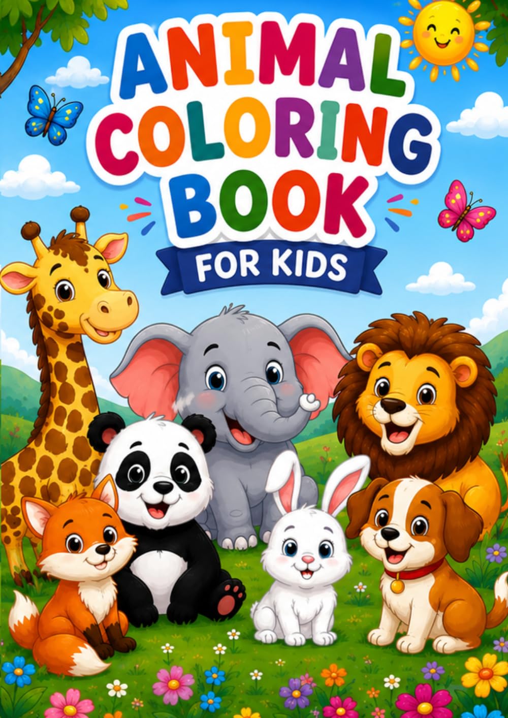 ANIMAL COLORING BOOK FOR KIDS: Cute and Fun Animals for Toddlers and Kids Ages 3-8