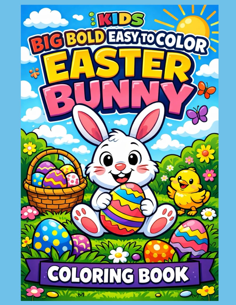 Easter Bunny Coloring Book For Kids: Big Bold Easy To Color Pages