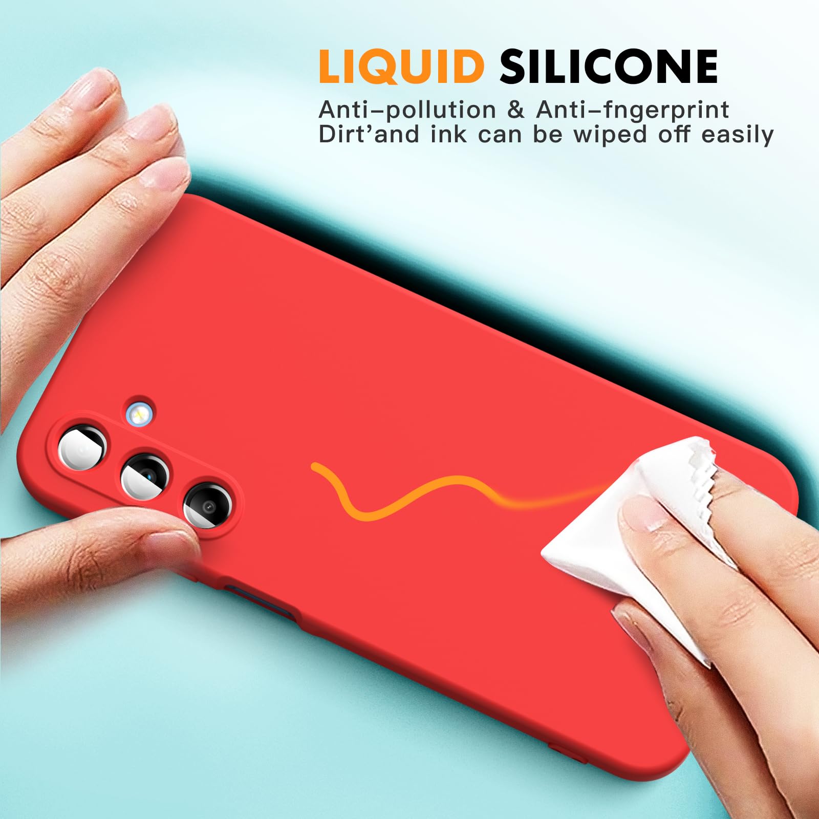 Vansdon Cover Compatibile con Samsung Galaxy A25 5G, 2 Pellicola Protettiva in Vetro Temperato, Gomma Gel di Silicone Liquida Antiurto Custodia - Rosso