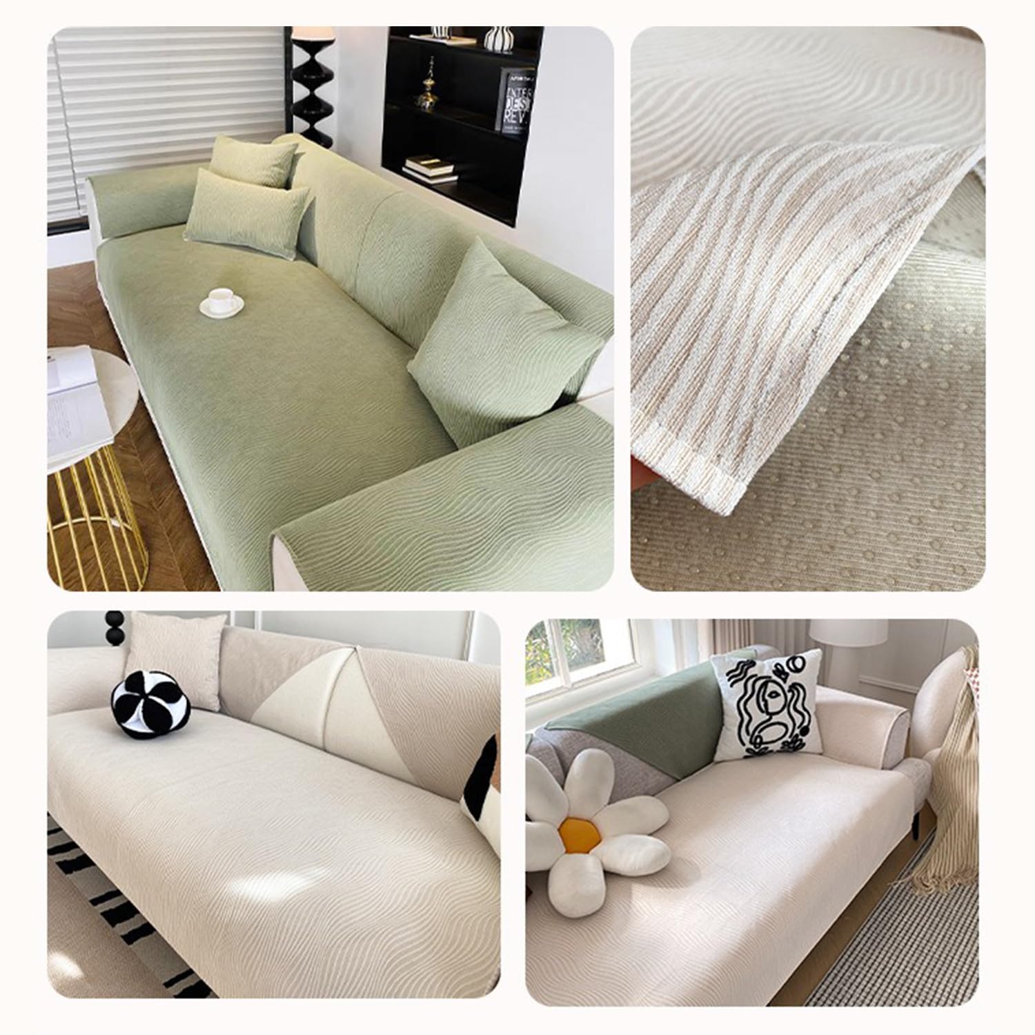 IceSummer - Fodera traspirante e antiscivolo, adatta per divani a 14 posti, include 3 cuscini grigi da 110 x 180 cm, perfetto per un rinnovamento della casa fresca.