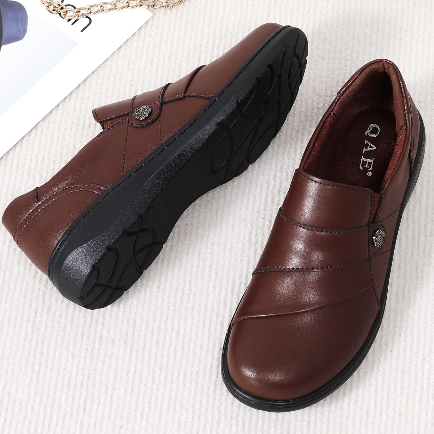 QAE Loafers for Women Orthopedic Shoes Comfortable Slip-Ons Work Flats Womens Business Casual Dress Penny Loafers - Image 3