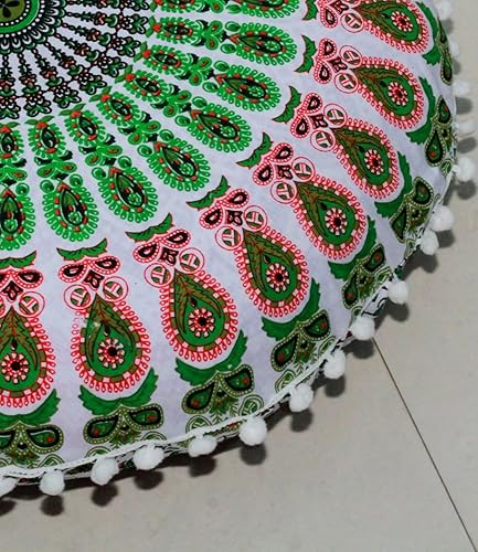 Miniatura 7 de CRAFT KALA Almohadas de suelo de meditación con mandala de 22 pulgadas para adultos con asiento redondo bohemio con círculo de algodón para