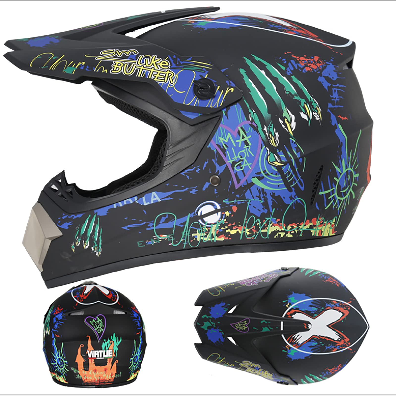 Kaski na rower terenowy Kask MTB Kask terenowy z konstrukcją z goglami Rękawiczki z maską Powłoka ABS z odpinanym podbródkiem Chłopcy Dziewczęta do jazdy na rowerze na świeżym powietrzu