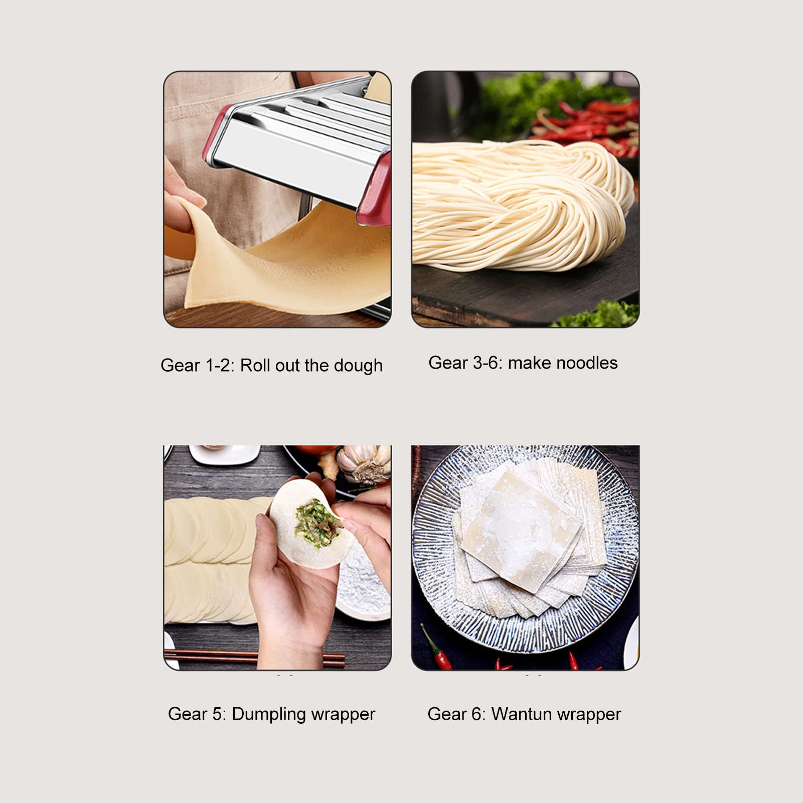 Acouto Máquina para Hacer Fideos, Máquina de Pasta de Acero Inoxidable para Lasaña y Fettuccine, Diseño de Manivela con 6 Niveles Ajustables para Fideos Caseros (Hoja de ventosa tipo 3)