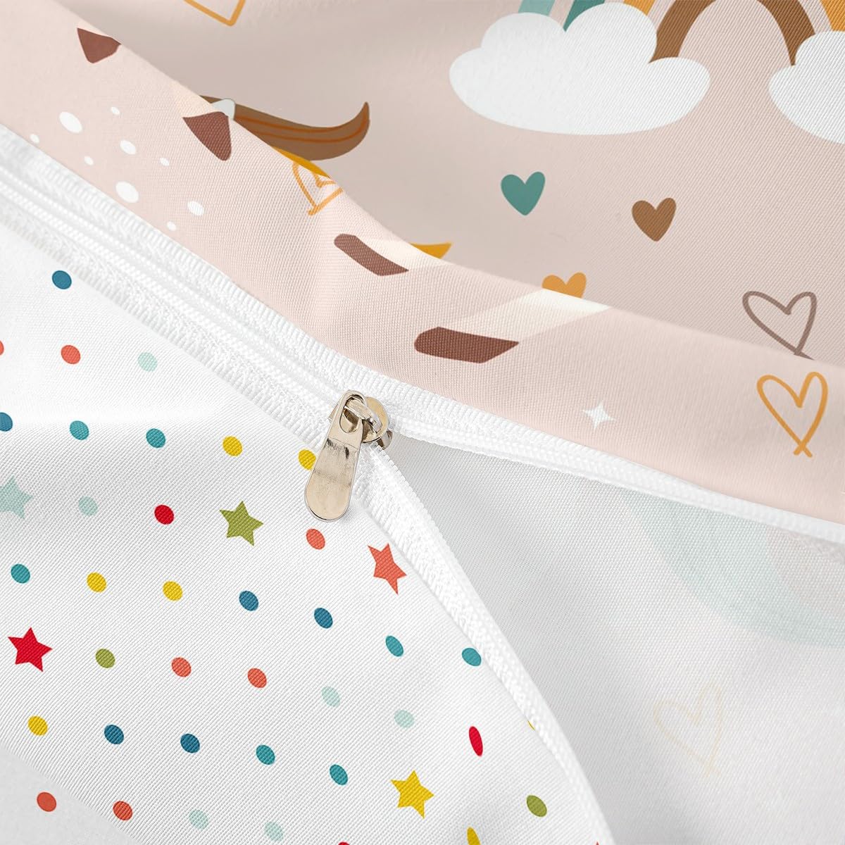 Homewish Cute Unicorn King Duvet Cover Set Rainbow Unicorn Toddler Bedding Set for Kids Girls Kawaii Love Hearts Decor Quilt Cover Reversible Cartoon Animal Bed Sets - Image 4